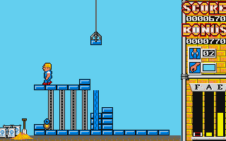 High Steel (Amiga) screenshot: The floor is completed when made of five blocks