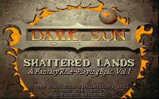 Dark Sun: Shattered Lands (DOS) screenshot: Title screen