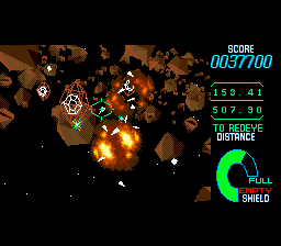 Starblade (SEGA CD) screenshot: It's much easier to spot enemy on Sega CD, as destructible asteroids are readily visible... not that it helps.