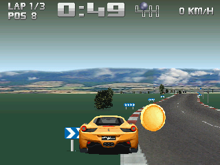 Racer 2 (Atari ST) screenshot: In my greedy mood, I was going for the bonus item and crushed in the barriers off-road