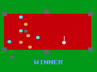 Pocket Billiards! (Odyssey 2) screenshot: Player L is the winner.
