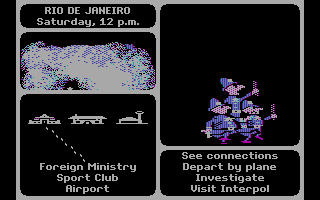 Where in the World Is Carmen Sandiego? (DOS) screenshot: Rio de Janeiro: Cops chasing suspect