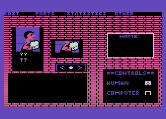 Fight Night (Atari 8-bit) screenshot: Character building