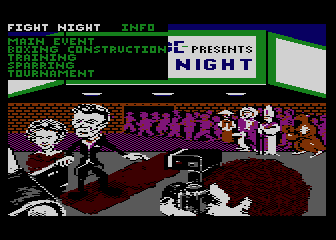 Fight Night (Atari 8-bit) screenshot: Main menu