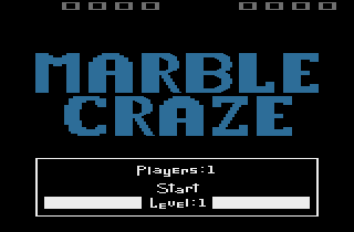 Marble Craze (Atari 2600) screenshot: Title screen and main menu