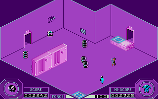 Mission (Atari ST) screenshot: Walking to the teleporter...