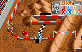 Ivan 'Ironman' Stewart's Super Off Road (Lynx) screenshot: And coming around the corner, I'm in the lead!