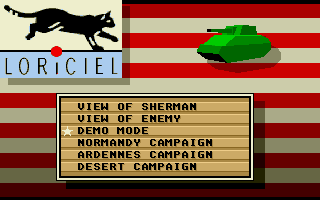 Sherman M4 (Amiga) screenshot: Main menu