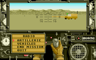 Sherman M4 (Amiga) screenshot: You can also request artillery support.