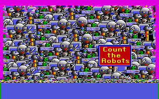 10 Little Robots (Amiga) screenshot: Count The Robots title screen