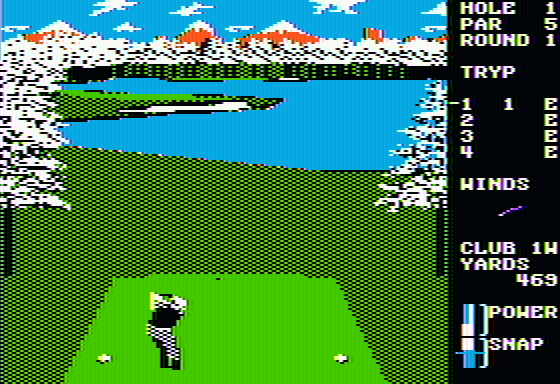 Famous Courses of the World: Vol. II (Apple II) screenshot: Start of the first hole of the Glenmoor Country Club course
