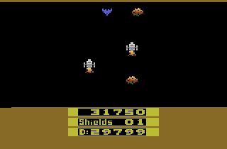Rescue Terra I (Atari 2600) screenshot: I am fighting both meteors and pirate ships