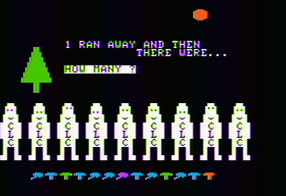 10 Little Robots (Apple II) screenshot: How many left?