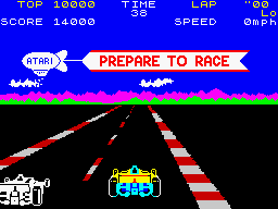 Pole Position (ZX Spectrum) screenshot: Now let's really race (original release)...