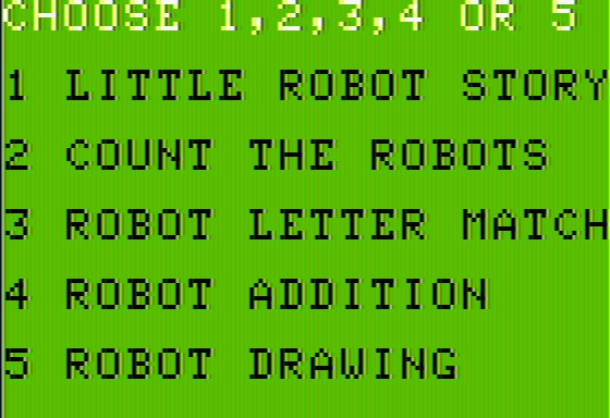 10 Little Robots (Apple II) screenshot: Menu