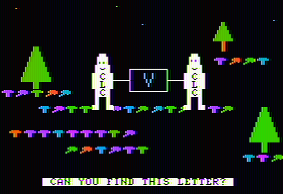 10 Little Robots (Apple II) screenshot: Simply type the letter shown