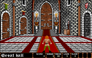 Dark Castle (Amiga) screenshot: Level selection
