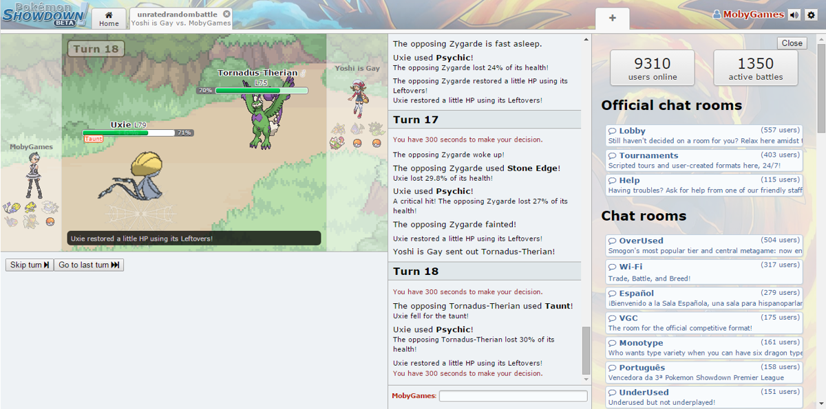 Screenshot of Pokémon Showdown (Browser, 2011) - MobyGames