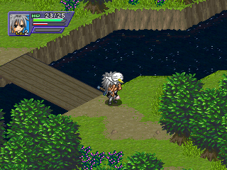 Groove Adventure Rave: Yuukyuu no Kizuna (PlayStation) screenshot: Carrying Plue around for no reason is fun!