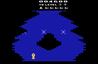 Polaris (Atari 2600) screenshot: In the channel after level 2, you have mines.