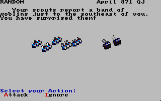 Sword of Aragon (Amiga) screenshot: Battle message