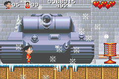 Soccer Kid (Game Boy Advance) screenshot: A disused Russian war machine