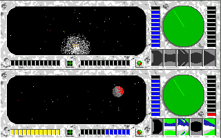 Galactic Invasion (Amiga) screenshot: An exploding satellite