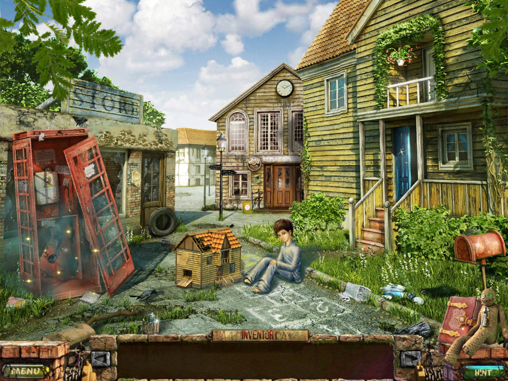 Stray Souls: Dollhouse Story (Collectors Edition) (iPad) screenshot: Now the phone booth is a hidden object area