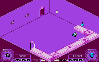 Mission (Atari ST) screenshot: On the platform...Enemy can't reach you...