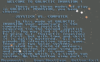 Galactic Invasion (Amiga) screenshot: Instruction, pt 1