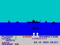 Beach-Head (ZX Spectrum) screenshot: The lower plane is in range