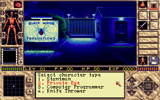 Elvira II: The Jaws of Cerberus (Amiga) screenshot: Character type selection