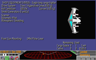 Frontier: Elite II (Atari ST) screenshot: Ship information