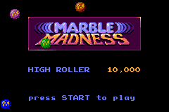 Marble Madness / Klax (Game Boy Advance) screenshot: Marble Madness: Title screen