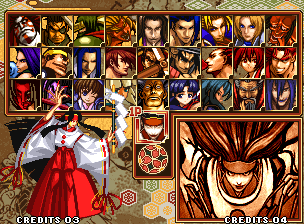 Samurai Shodown V Special (Neo Geo) screenshot: Character selection.