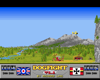 Dogfight (Amiga) screenshot: The German is bombed before he can take off
