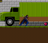 X-Men: Mojo World (Game Gear) screenshot: Gambit finds a health item at level 2.