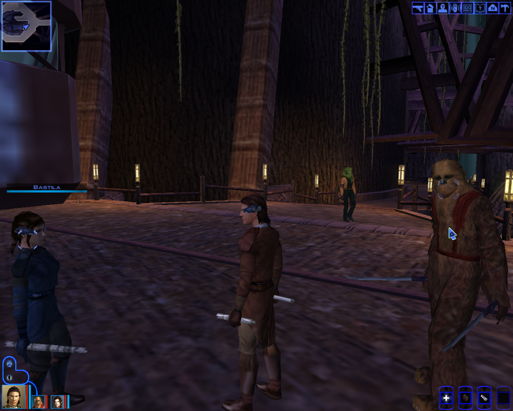 Star Wars: Knights of the Old Republic (Windows) screenshot: Posing with my new Wookie friend on Kashyyyk