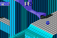 Marble Madness / Klax (Game Boy Advance) screenshot: Marble Madness: these slides allow you to get lower down faster.