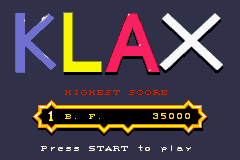 Marble Madness / Klax (Game Boy Advance) screenshot: Klax: title screen