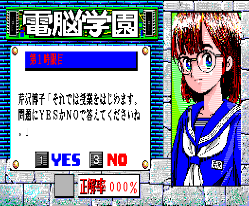 Cybernetic Hi-School (MSX) screenshot: Answer YES or NO to each question