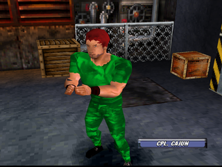 WCW Backstage Assault (PlayStation) screenshot: Cpl. Cajun