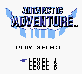 Konami GB Collection: Vol.4 (Game Boy Color) screenshot: Antarctic Adventure - Title Screen