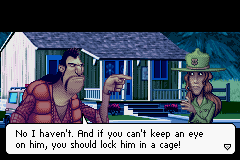 Open Season (Game Boy Advance) screenshot: Intermission - Shaw taking some words with Beth, the park ranger.