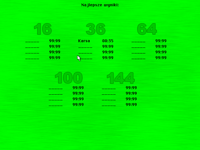Dyslektyk 2 (Windows) screenshot: High score table