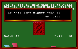 Questron II (Amiga) screenshot: Casino game: High-Low