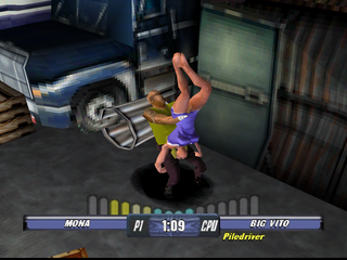 WCW Backstage Assault (PlayStation) screenshot: Pile driver