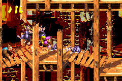 Donkey Kong Country 3: Dixie Kong's Double Trouble! (Game Boy Advance) screenshot: Using the skills with her powerful ponytail, Dixie Kong was able to smash four Sneeks in a row!