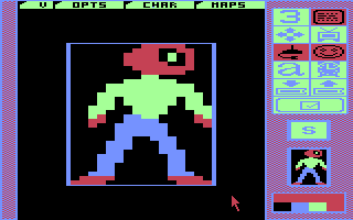 Repton 3 (Commodore 64) screenshot: Editing Repton in the icon-driven designer