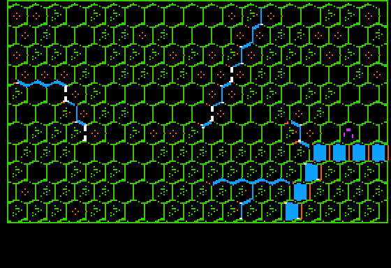The Battle of Shiloh (Apple II) screenshot: The map before the units have loaded in and blocked part of the view.